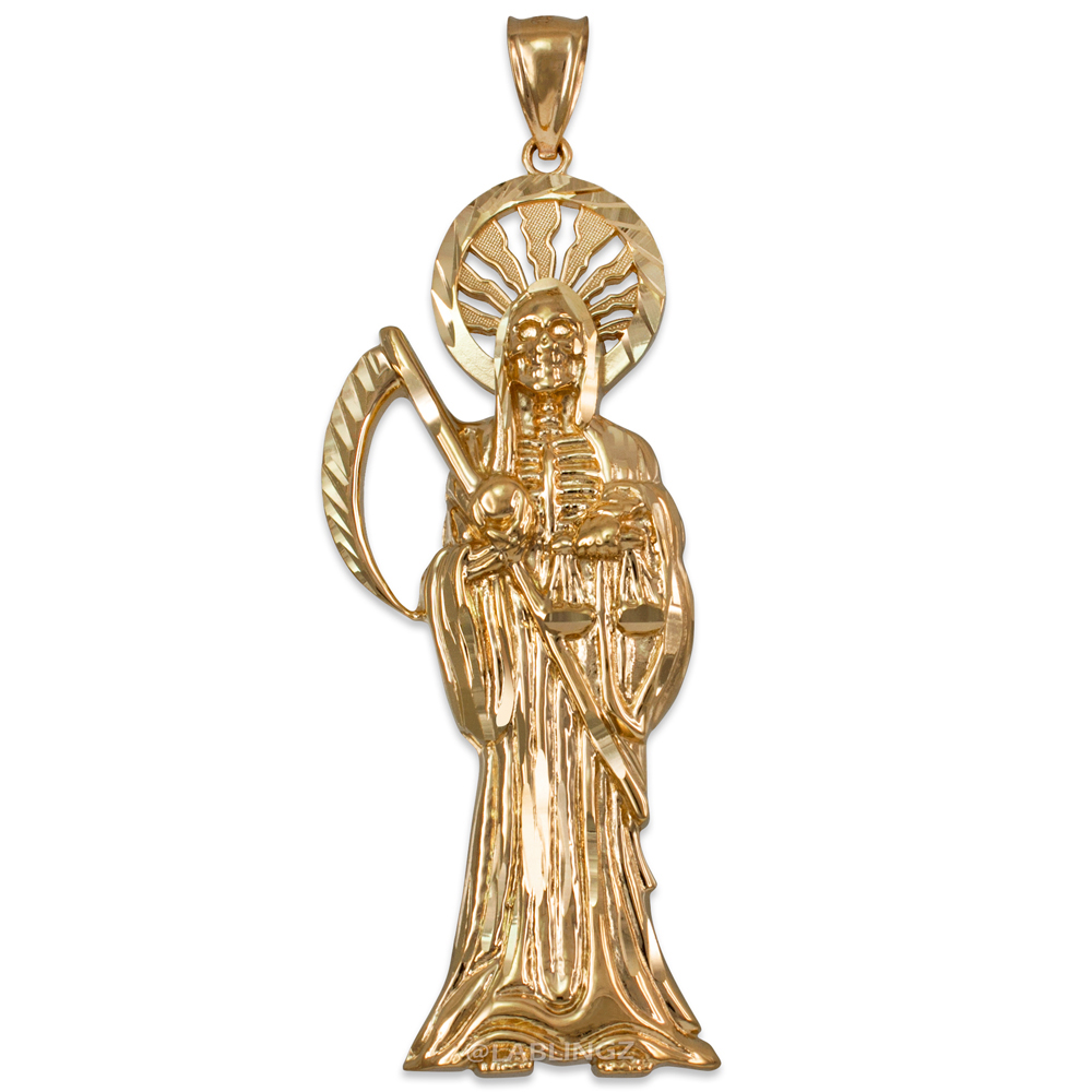 Yellow Gold Santa Muerte Pendant